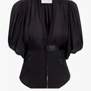 Alexis Elegant Black Blouse with Lace Accents